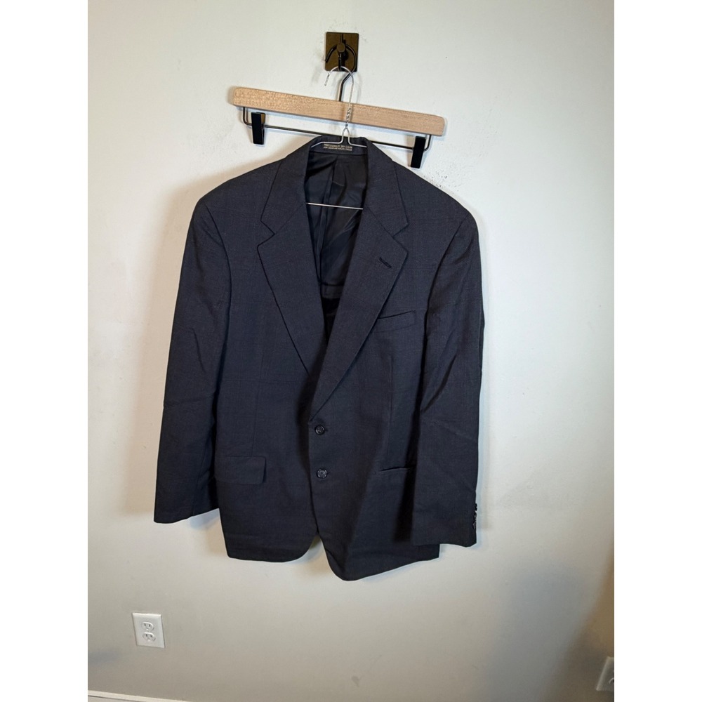 Henry Grethel Mens Blazer Sport Coat Textured Check Charcoal Gray